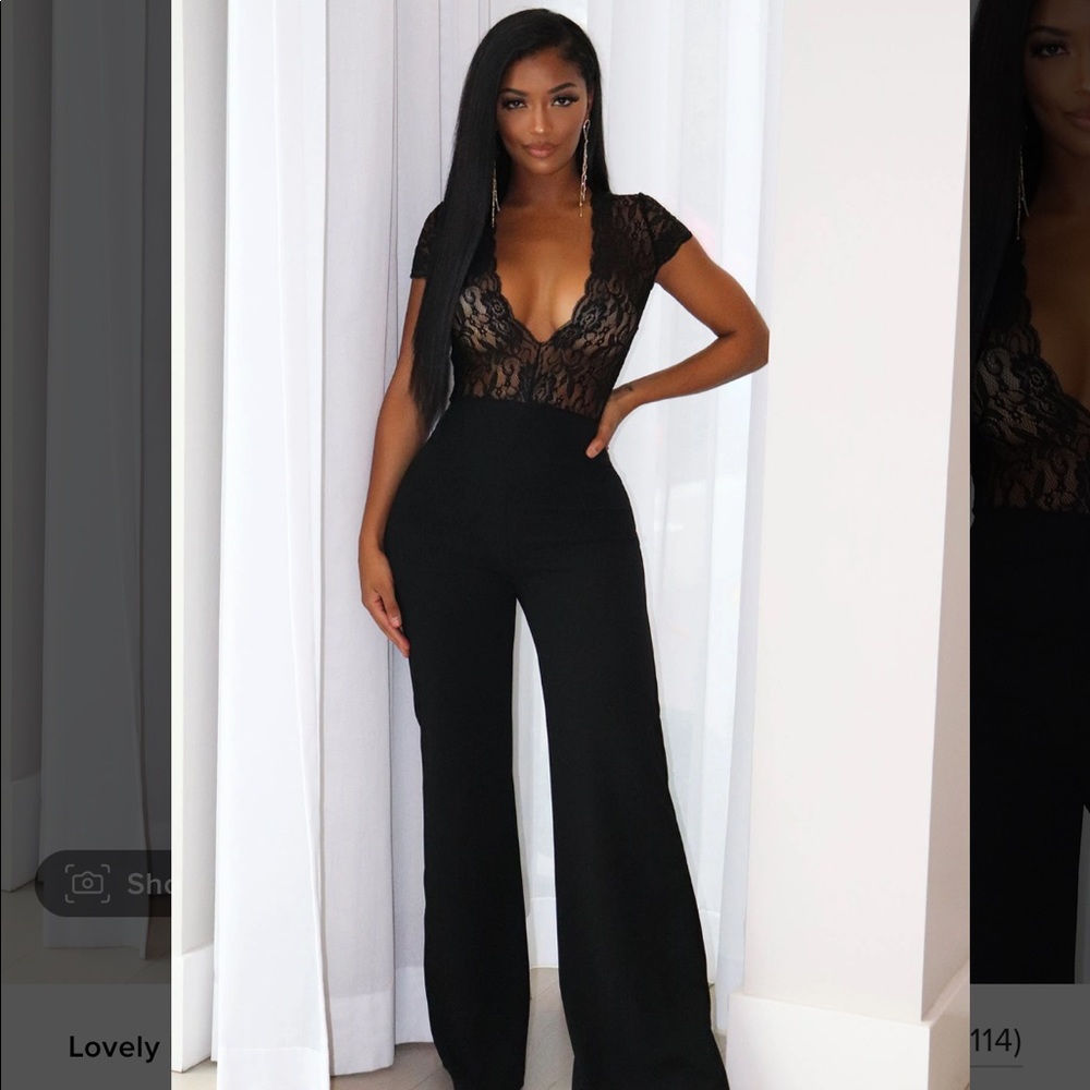 Fashion Nova Lovely Lace Jumpsuit